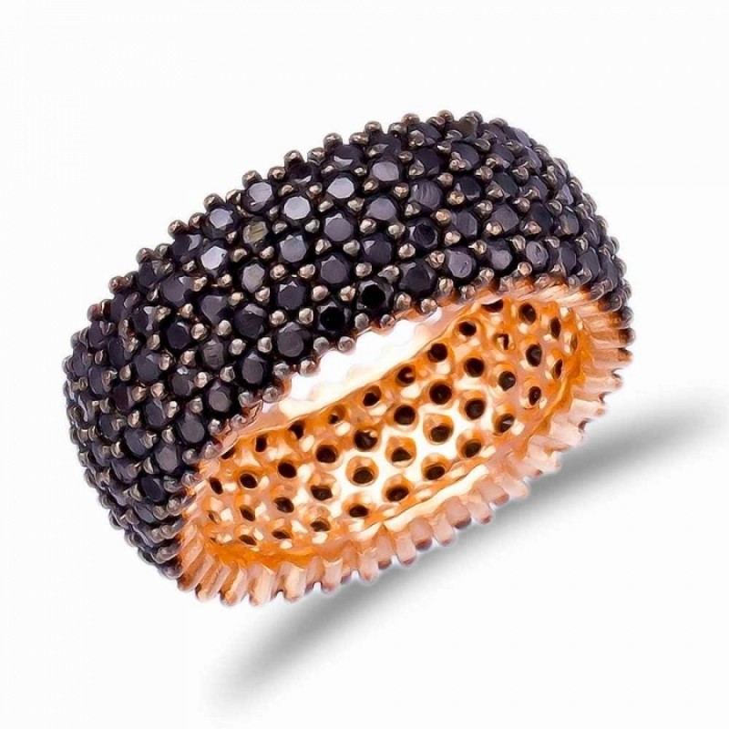 FINEFEY Sterling Silver Rose Gold Plated Black Zir...