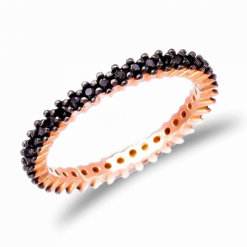 FINEFEY Sterling Silver Rose Gold Plated Black Zir...