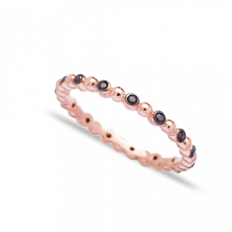FINEFEY Sterling Silver Rose Gold Plated Black Zir...
