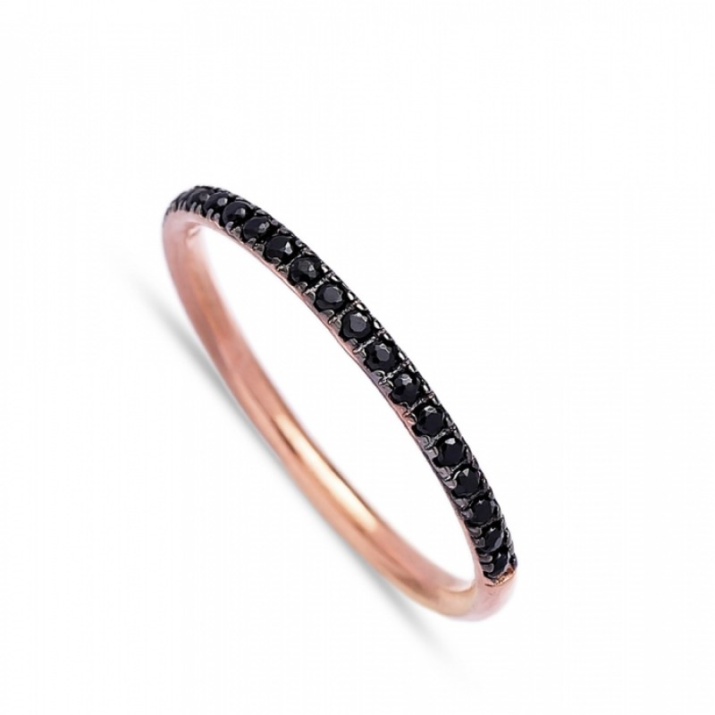FINEFEY Sterling Silver Rose Gold Plated Black Zir...