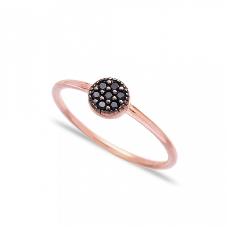 FINEFEY Sterling Silver Rose Gold Plated Black Zir...