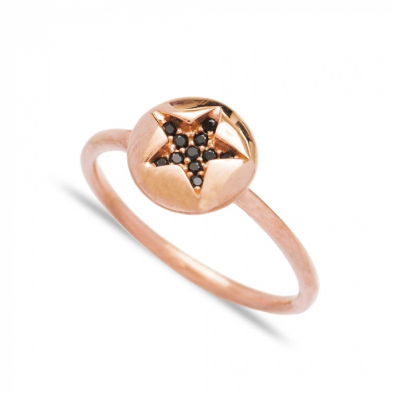 FINEFEY Sterling Silver Rose Gold Plated Black Zir...