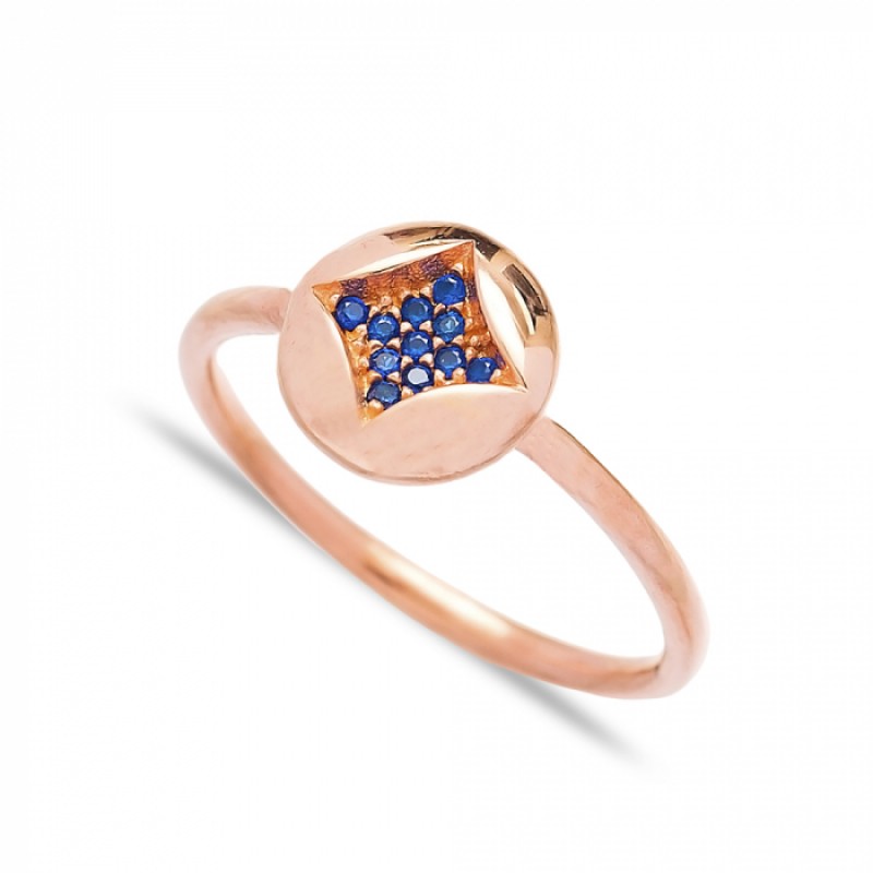 FINEFEY Sterling Silver Rose Gold Plated Blue Zirc...
