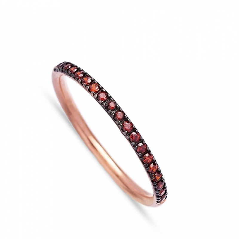 FINEFEY Sterling Silver Rose Gold Plated Garnet St...