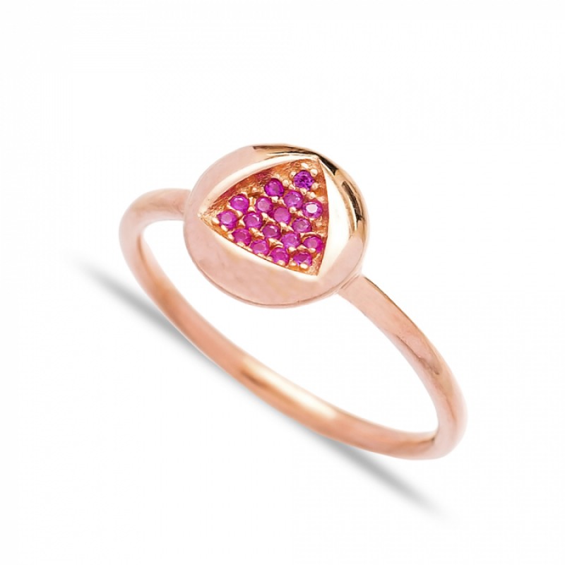 FINEFEY Sterling Silver Rose Gold Plated Ruby Zirc...