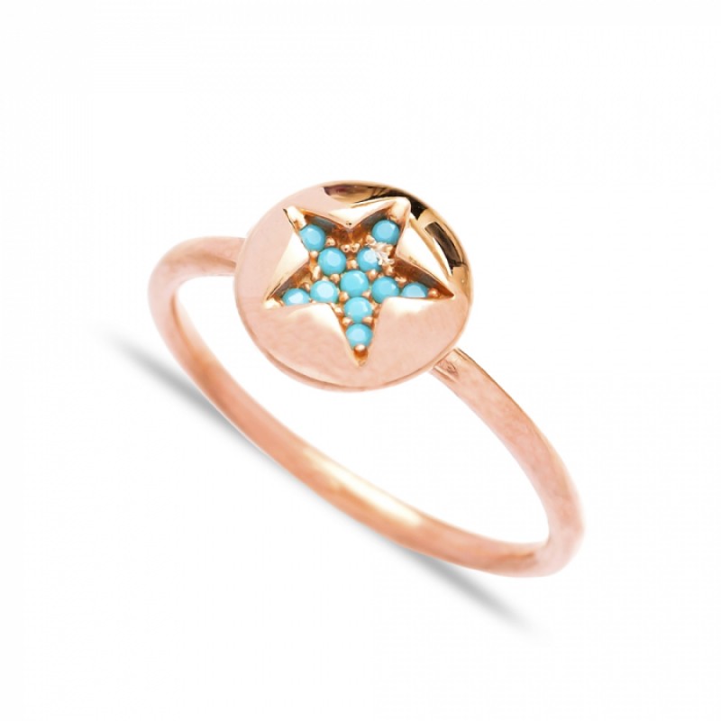FINEFEY Sterling Silver Rose Gold Plated Turquoise...