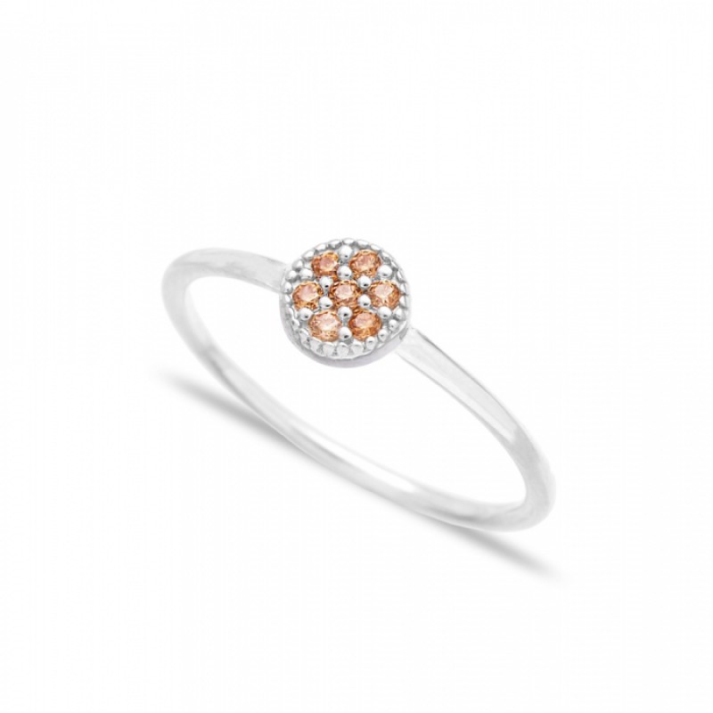 FINEFEY Sterling Silver Orange Zircon Skinny Ring 