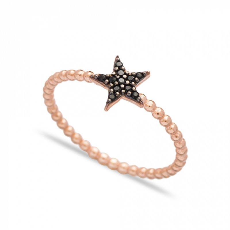 FINEFEY Sterling Silver Rose Gold Plated Black Zir...