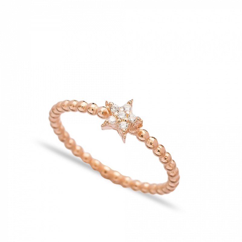 FINEFEY Sterling Silver  Rose Gold Plated Star Whi...