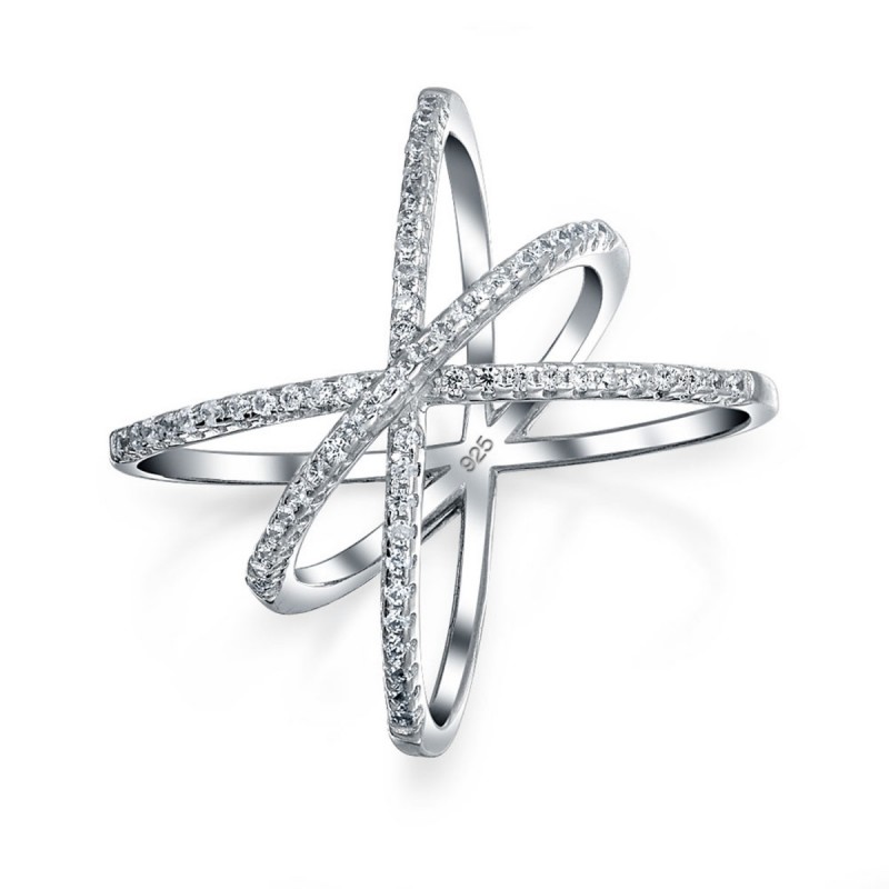 FINEFEY Sterling Silver Zircon Atomic Ring