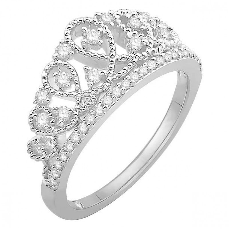 FINEFEY Saterling Silver Cubic Zirconia Tiara Ring