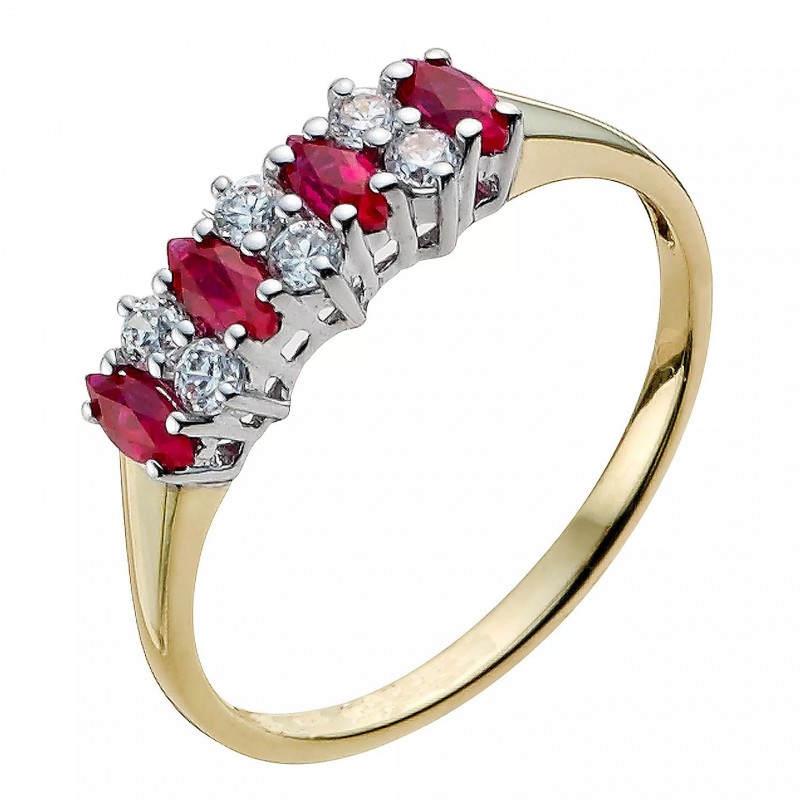 FINEFEY Sterling Silver Gold Plated Marquise Ruby ...