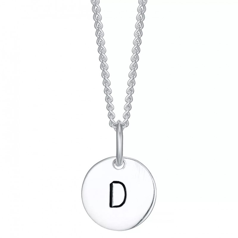 FINEFEY Sterling Silver  Initial D Disc Pendant Ne...