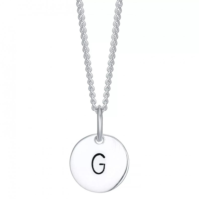 FINEFEY Sterling Silver  Initial G  Disc Pendant N...