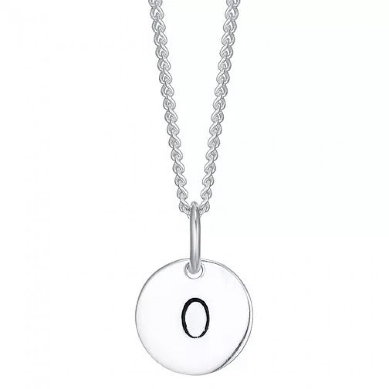 FINEFEY Sterling Silver  Initial O Disc Pendant Ne...