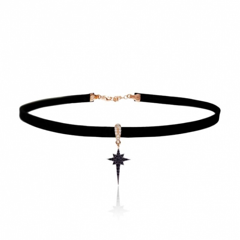 FINEFEY Sterling Silver Rose Gold Plated Black Zir...
