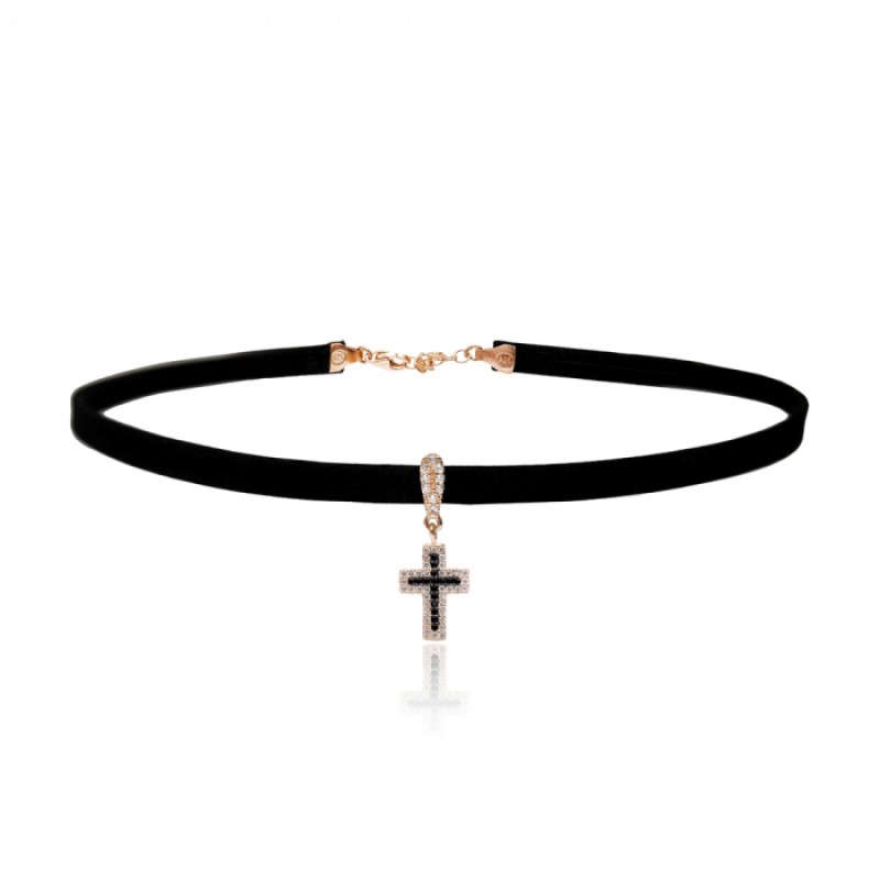 FINEFEY Sterling Silver Rose Gold Plated Black Zir...