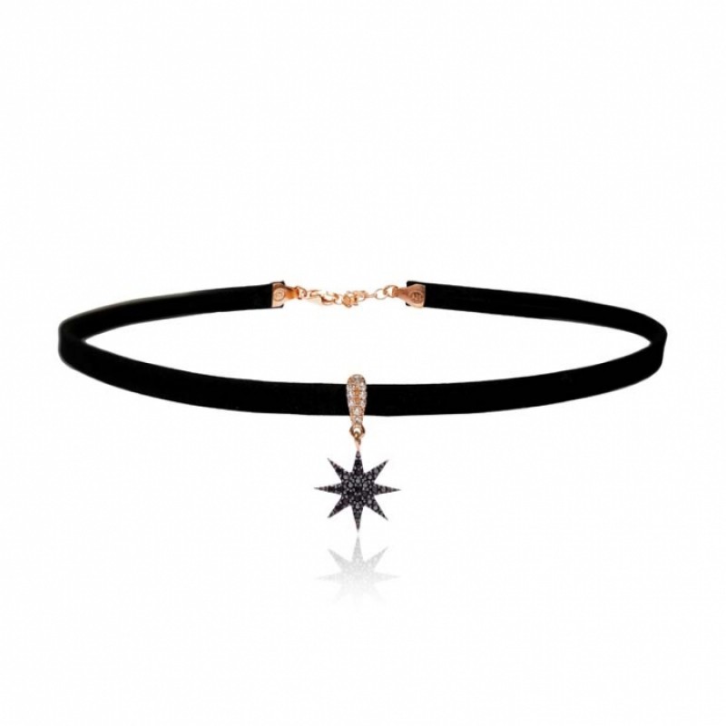 FINEFEY Sterling Silver Rose Gold Plated Black Zir...