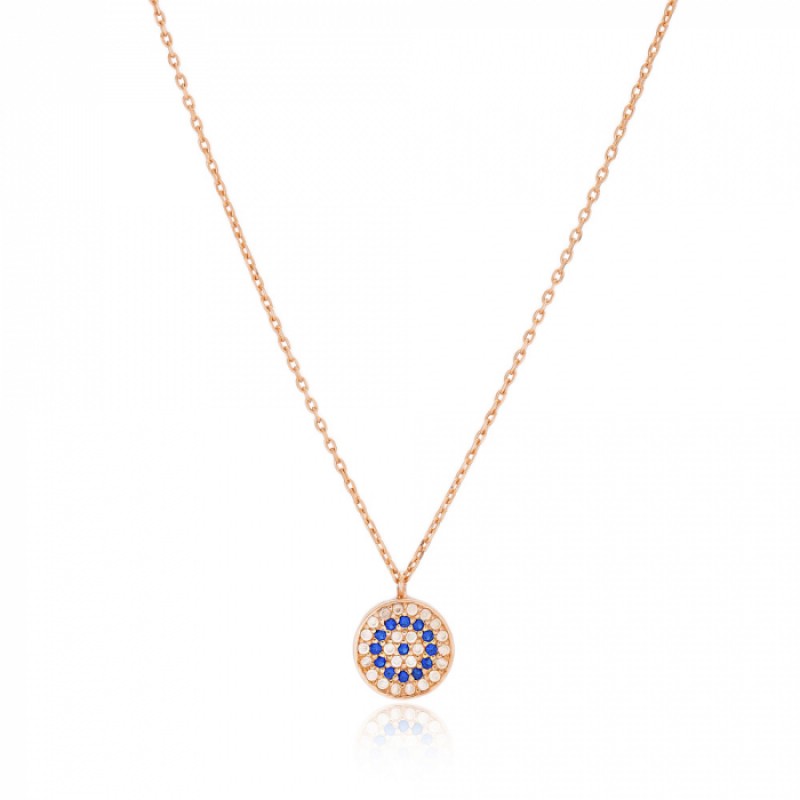 FINEFEY Sterling Silver Rose Gold Plated Blue Zirc...