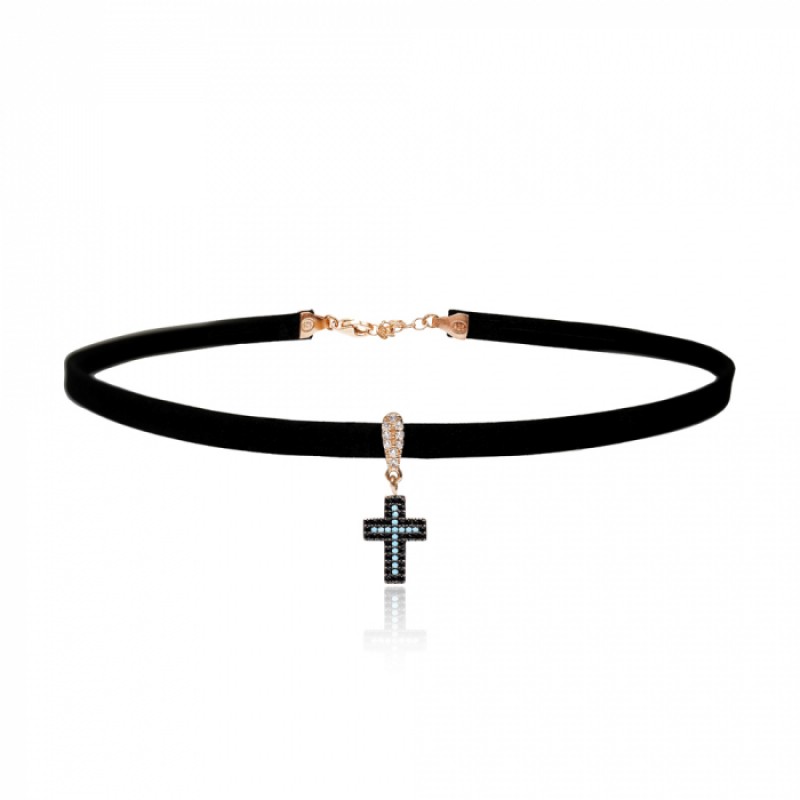 FINEFEY Sterling Silver Rose Gold Plated Black Zir...