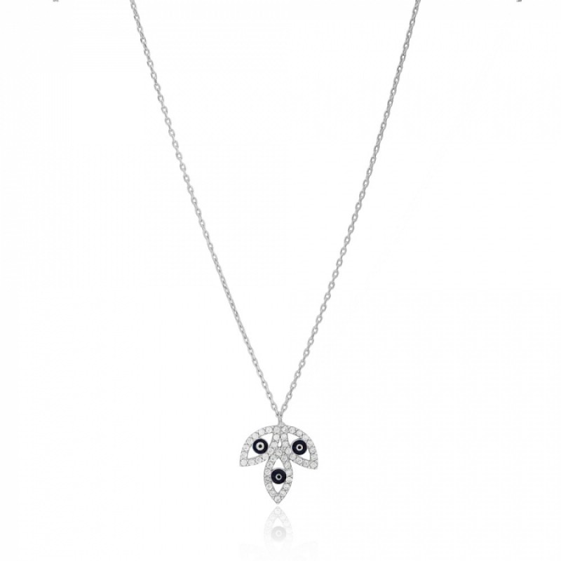 FINEFEY Sterling Silver Zircon Evil Eye 14.5 Inch ...