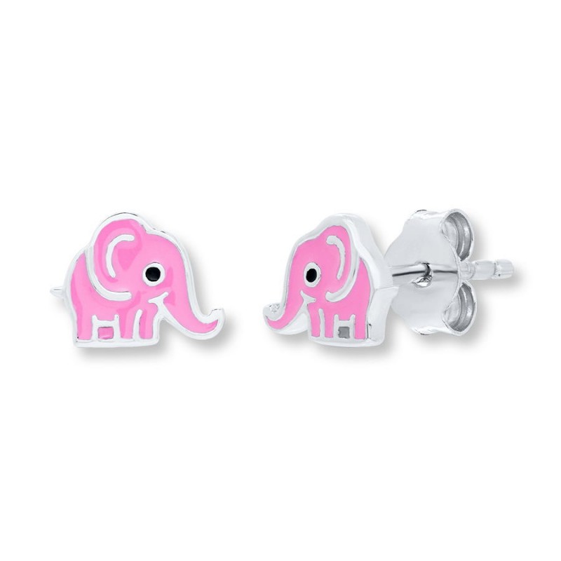FINEFEY Sterling Silver Children's Pink Elephants ...