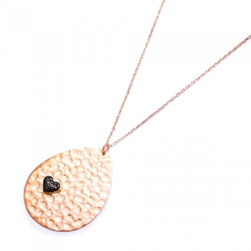 FINEFEY Sterling Silver Rose Gold Plated Black Zir...