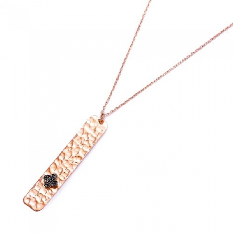 FINEFEY Sterling Silver Rose Gold Plated Black Zir...