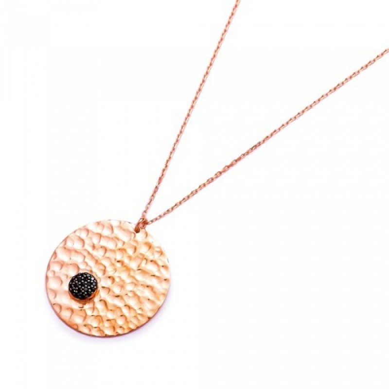 FINEFEY Sterling Silver Rose Gold Plated Black Zir...