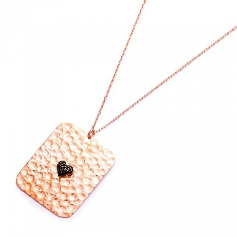 FINEFEY Sterling Silver Rose Gold Plated Black Zir...