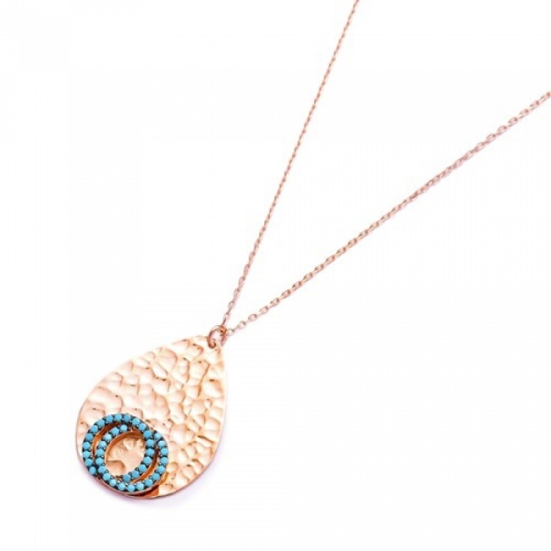 FINEFEY Sterling Silver Rose Gold Plated Turquoise...