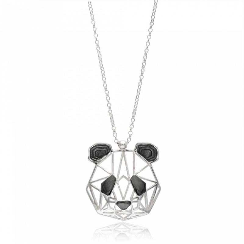 FINEFEY Sterling Silver Origami Panda Pendant Neck...