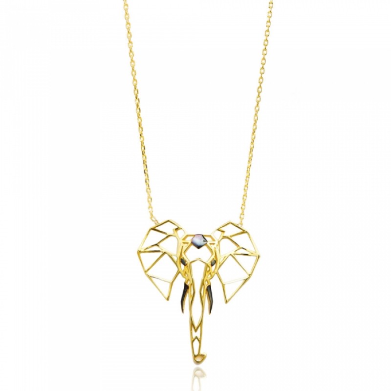 FINEFEY Sterling Silver Gold Plated Elephant Origa...