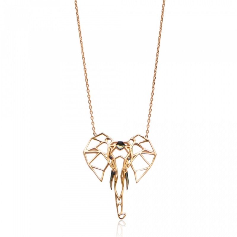 FINEFEY Sterling Silver Rose Gold Elephant Origami...