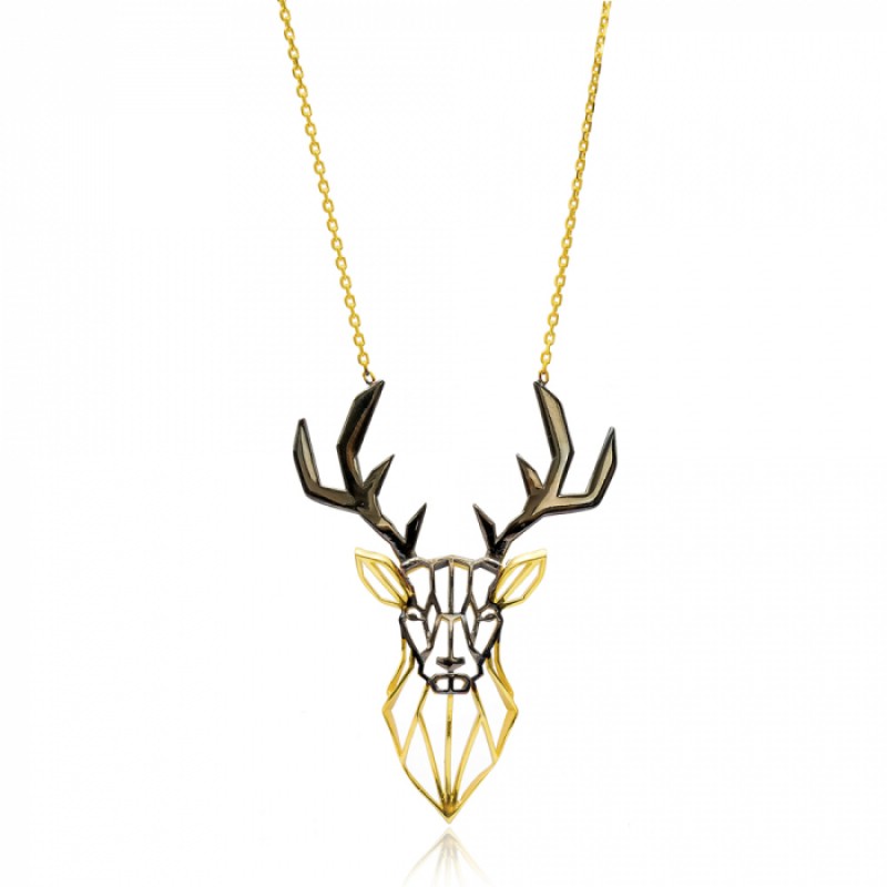 FINEFEY Sterling Silver Gold Plated Reindeer Origa...