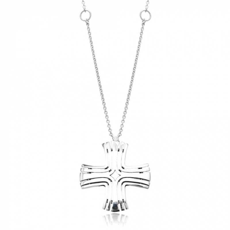 FINEFEY Sterling Silver Chic Origami Cross Pendant...