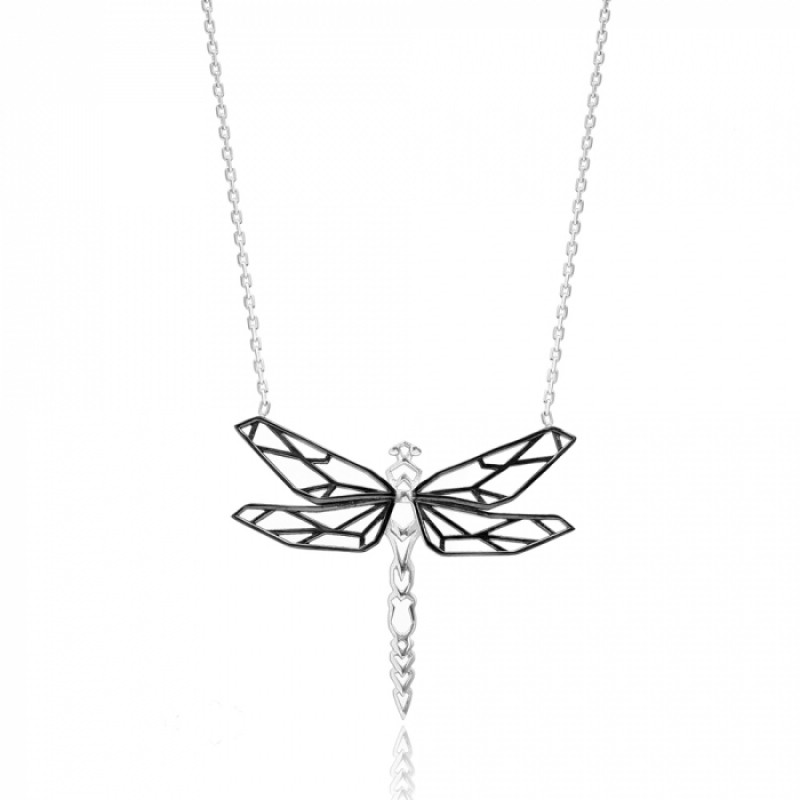 FINEFEY Sterling Silver Origami Dragonfly Pendant ...