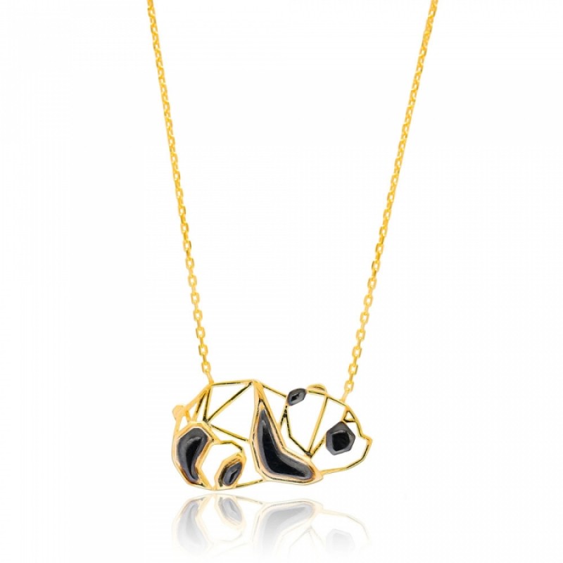 FINEFEY Sterling Silver Gold Plated  Lovely Panda ...