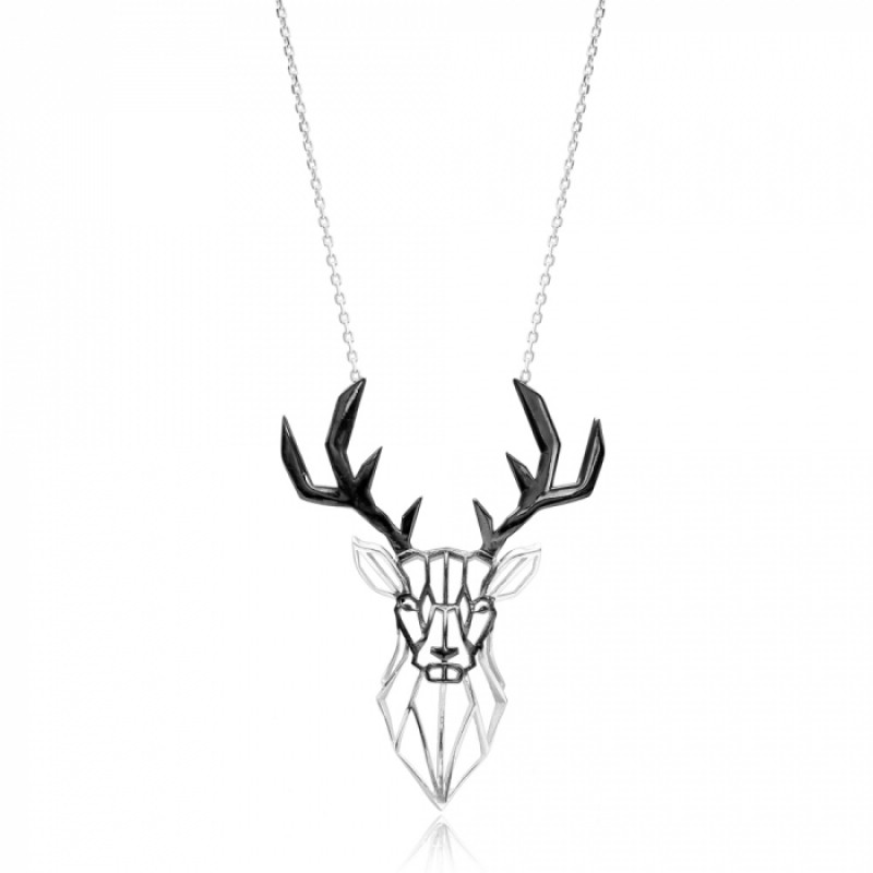 FINEFEY Sterling Silver Reindeer  Origami Pendant ...