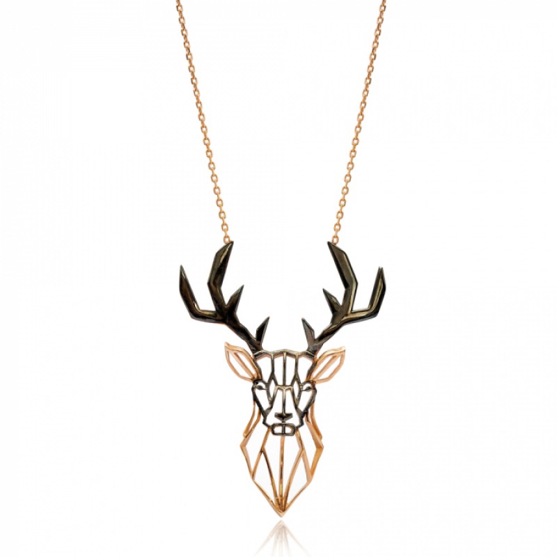 FINEFEY Sterling Silver Rose Gold Plated Reindeer ...
