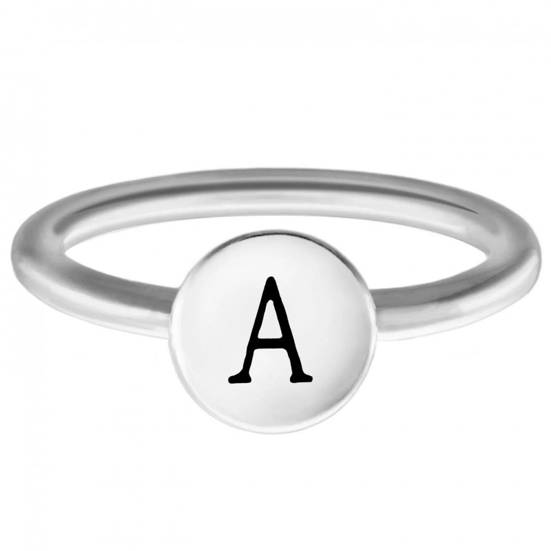 FINEFEY Sterling Silver A Alphabet Disc Ring 