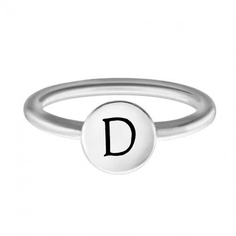 FINEFEY Sterling Silver D Alphabet Disc Ring 