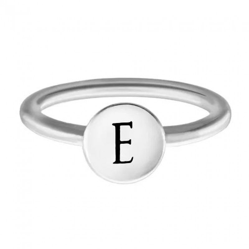 FINEFEY Sterling Silver E Alphabet Disc Ring 