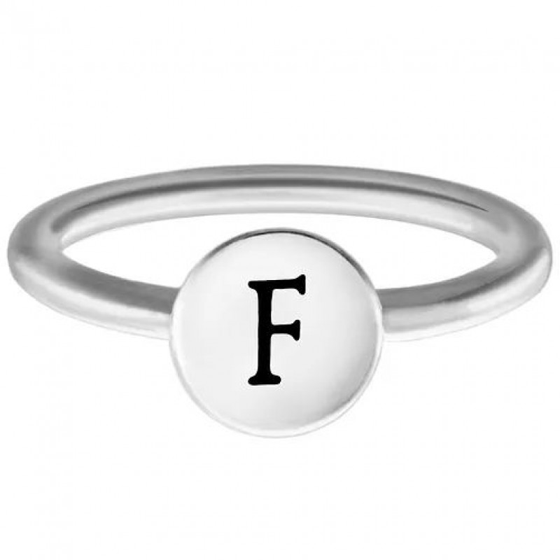 FINEFEY Sterling Silver F Alphabet Disc Ring 
