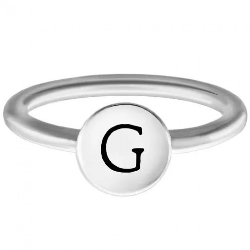FINEFEY Sterling Silver G Alphabet Disc Ring 