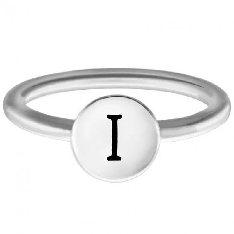 FINEFEY Sterling Silver I Alphabet Disc Ring 