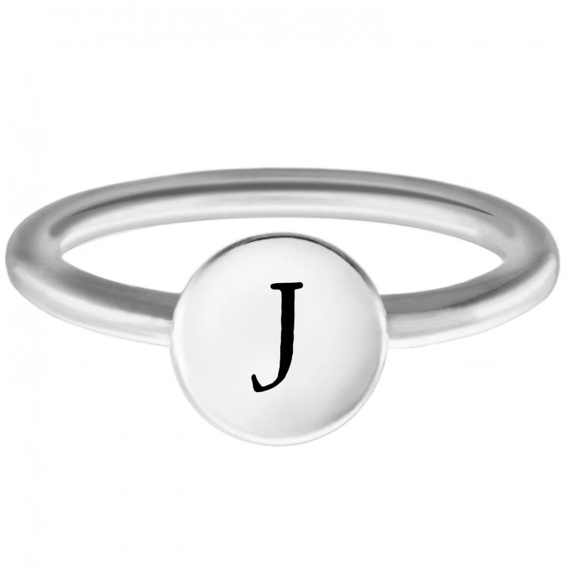 FINEFEY Sterling Silver J Alphabet Disc Ring 