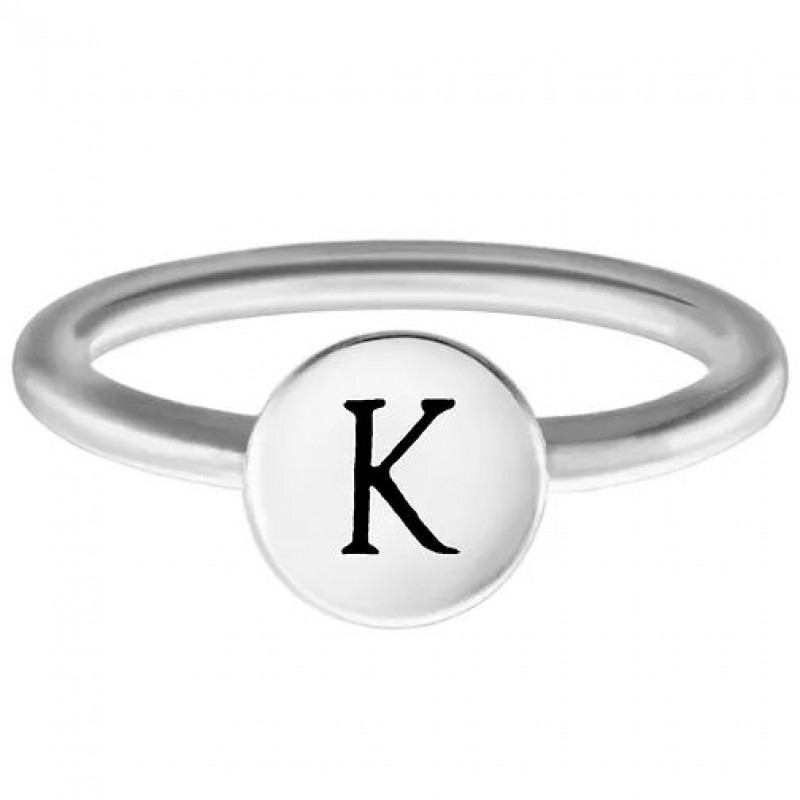 FINEFEY Sterling Silver K Alphabet Disc Ring 