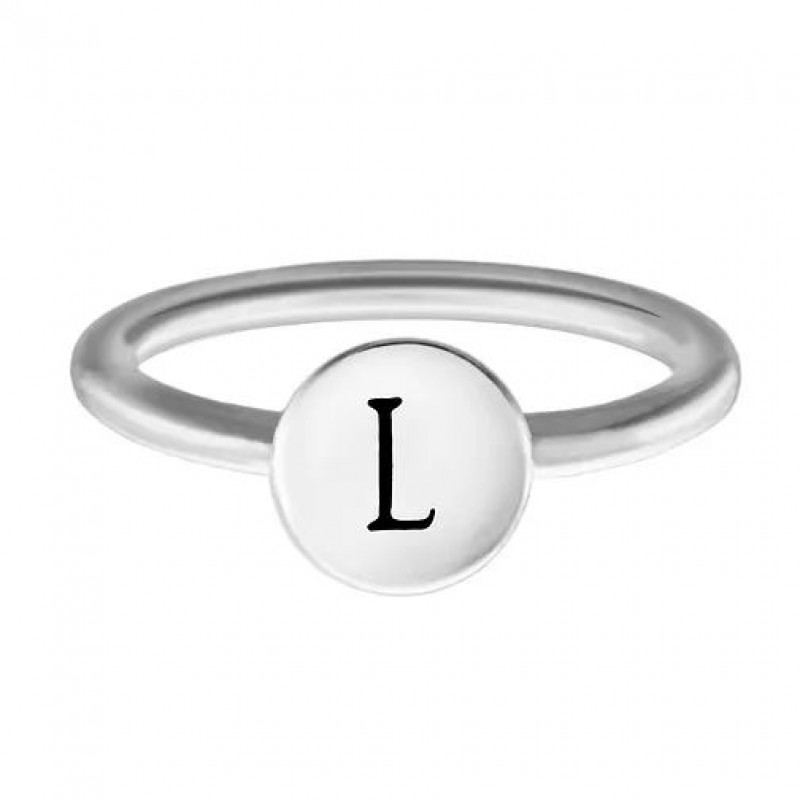 FINEFEY Sterling Silver L Alphabet Disc Ring 
