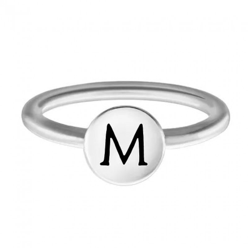 FINEFEY Sterling Silver M Alphabet Disc Ring 